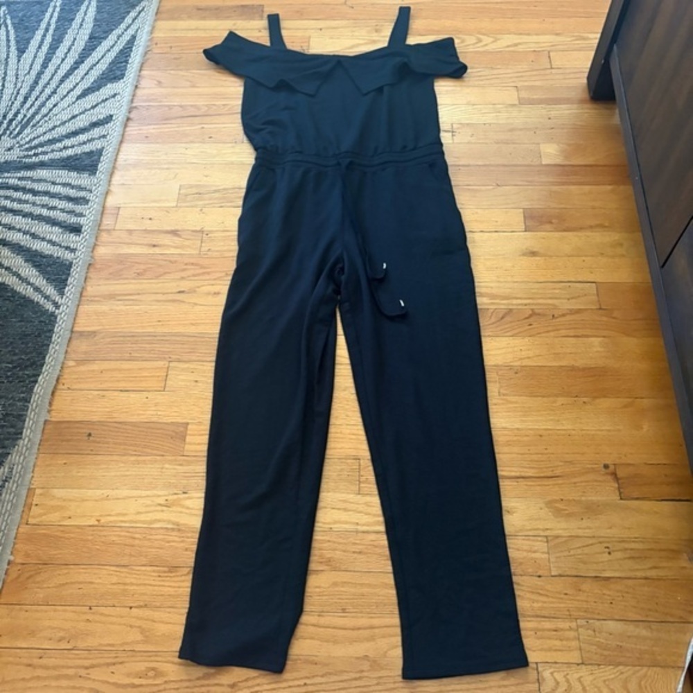 Paige Black Crop Off The Shoulder Jumpsuit Size Medium